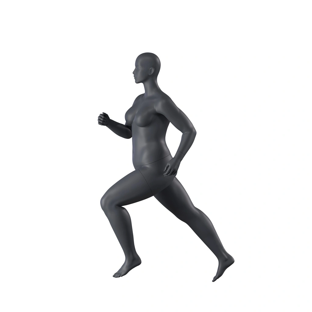 BINK - Running Schaufensterpuppe Dame, Plus-size-modell, graphitgrau, stillierten Kopf, stehende Pose 32