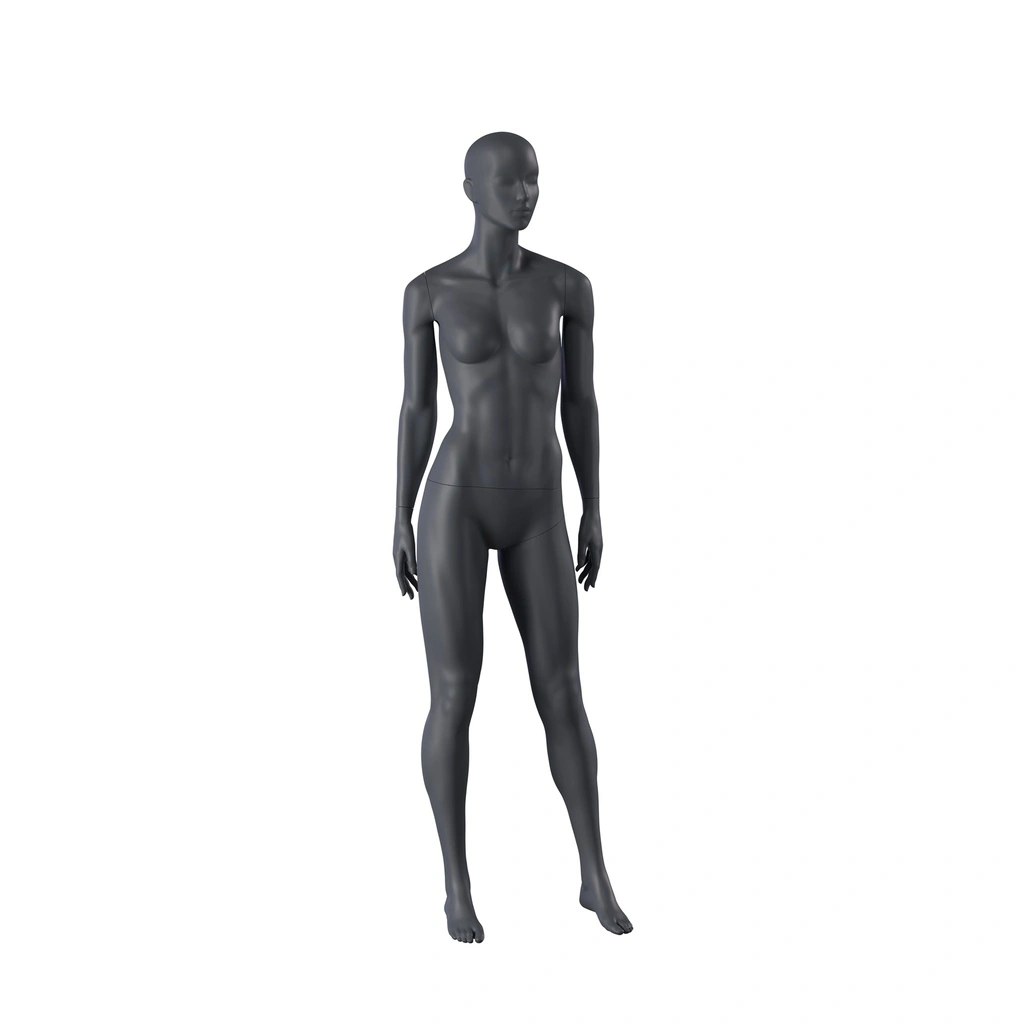 BINK - Sport Schaufensterpuppe Dame, graphitgrau, stillierten Kopf, stehende Pose 27