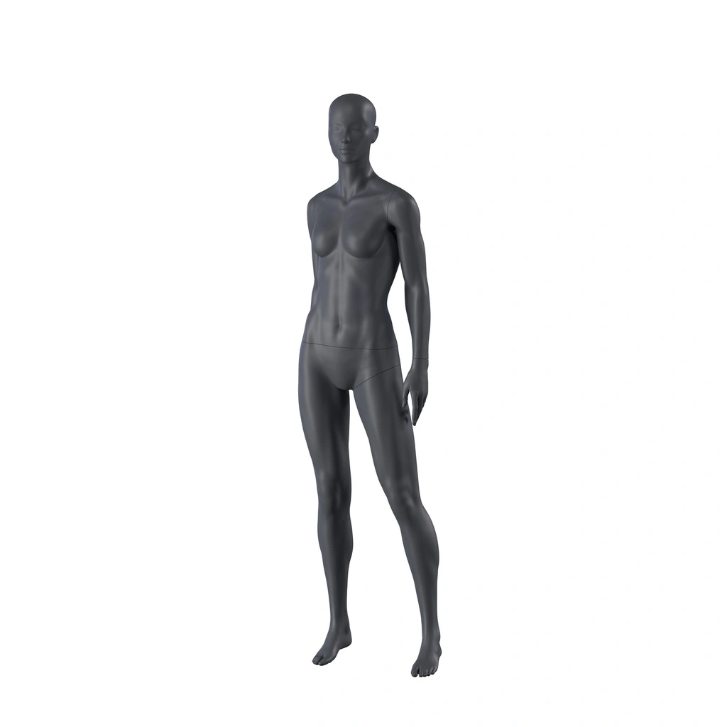 BINK - Sport Schaufensterpuppe Dame, graphitgrau, stillierten Kopf, stehende Pose 27