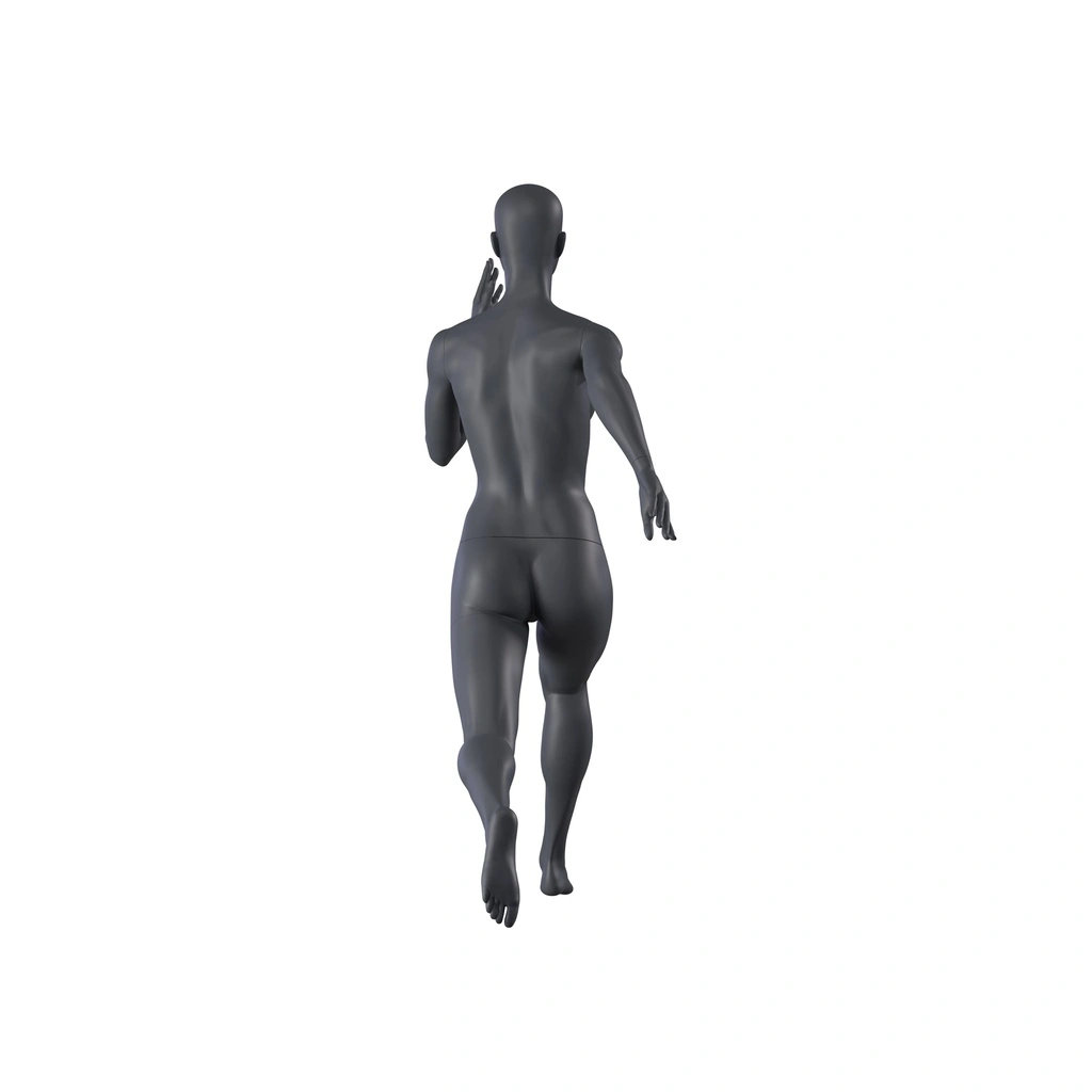 BINK - Sprinting sport mannequin, female, graphite grey, stylised head, standing pose 25