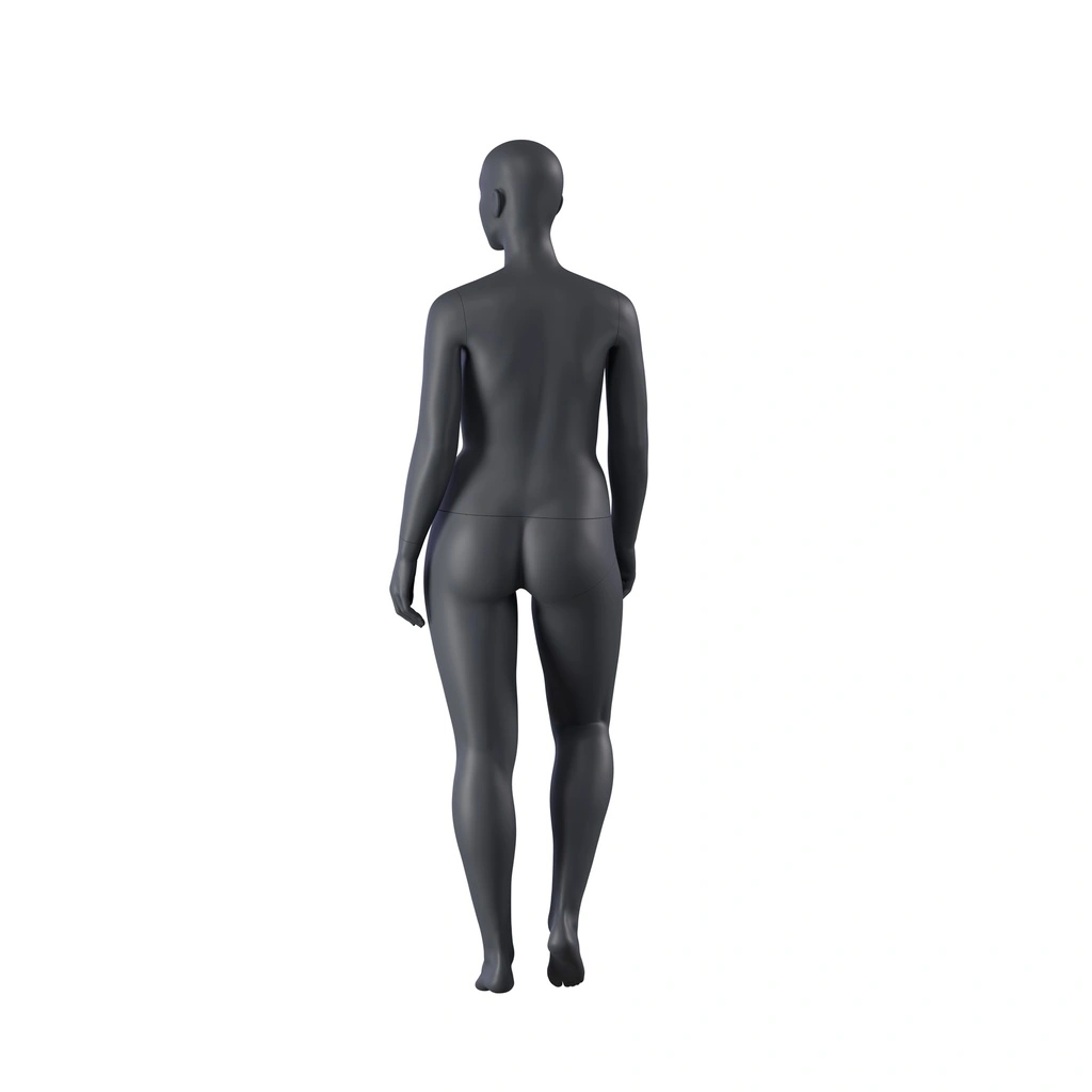 BINK - Volslanke sport dames mannequin, grafiet grijs, gestilleerd hoofd, staande pose 29