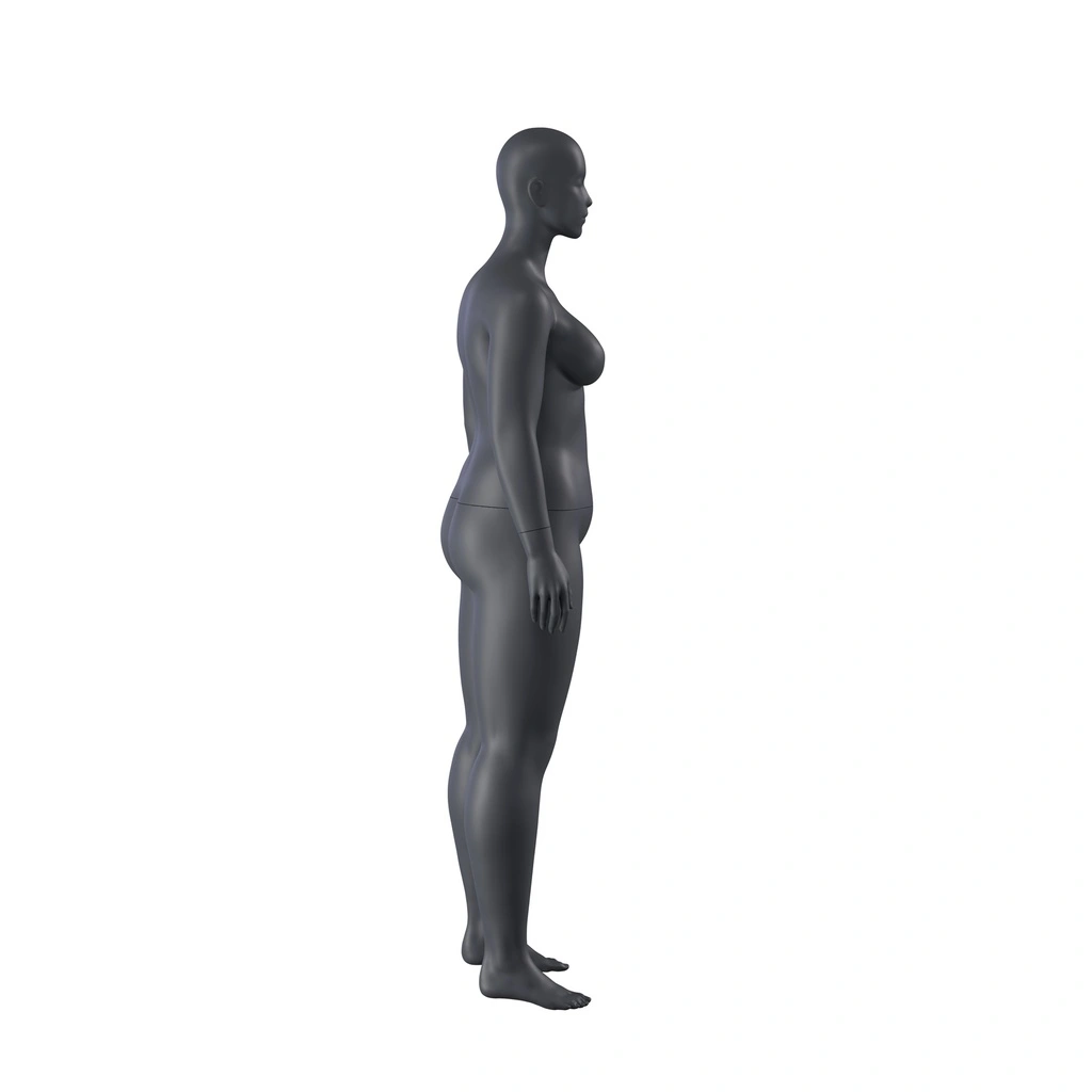 BINK - Plus-size Schaufensterpuppe Dame, graphitgrau, stillierten Kopf, stehende Pose 33