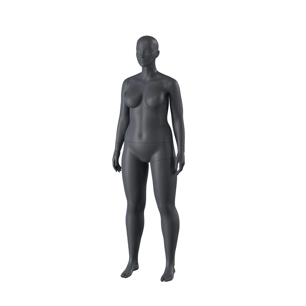 BINK - Plus-size Schaufensterpuppe Dame, graphitgrau, stillierten Kopf, stehende Pose 33