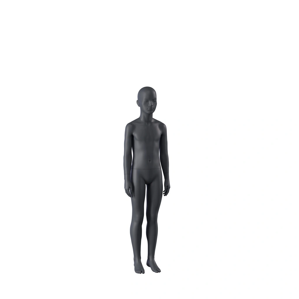 BINK - Sport mannequin kind, grafiet grijs, 10 jaar, gestilleerd hoofd, staande pose 608 