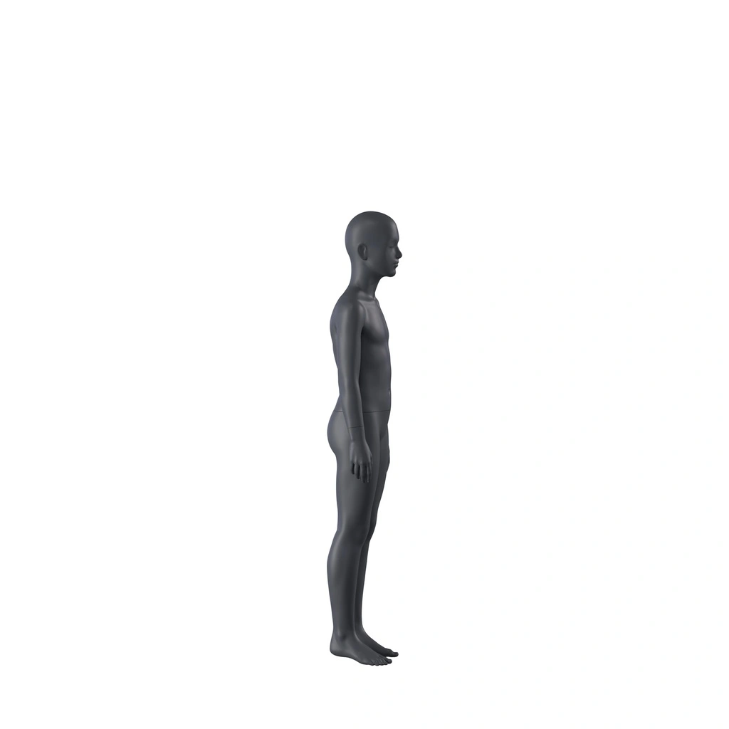 BINK - Sport mannequin kind, grafiet grijs, 10 jaar, gestilleerd hoofd, staande pose 608 