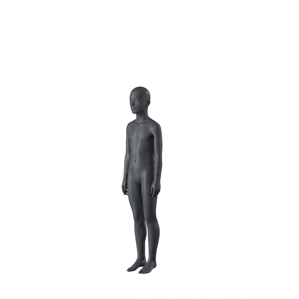 BINK - Sport mannequin kind, grafiet grijs, 10 jaar, gestilleerd hoofd, staande pose 608 