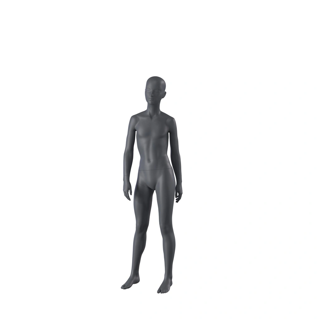 BINK - Mannequin sportif, enfant, gris graphite, fille de12 ans, tête abstraite, pose debou 607