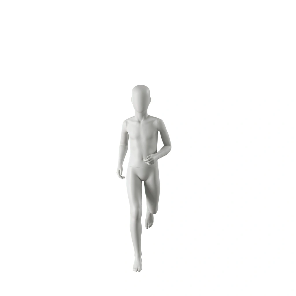 Sport mannequin kind, grijs, 10 jaar, abstract hoofd, running pose 609