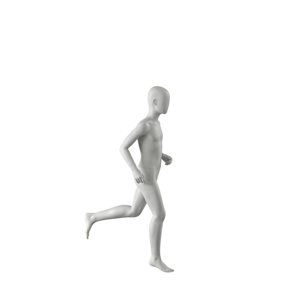 Sport mannequin kind, grijs, 10 jaar, abstract hoofd, running pose 609