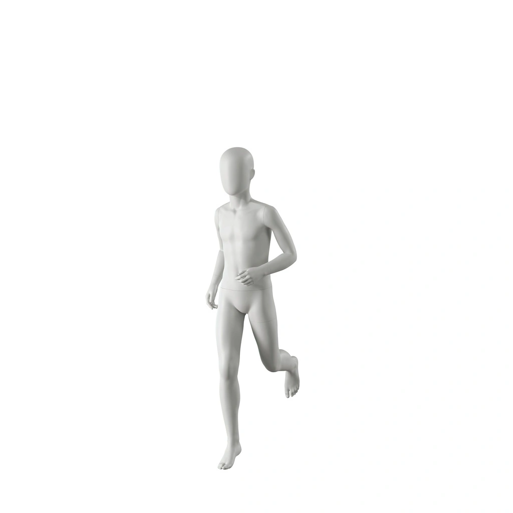 Sport mannequin kind, grijs, 10 jaar, abstract hoofd, running pose 609