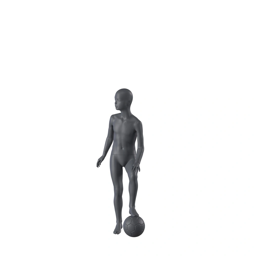 BINK - Maniquí deportivo de fútbol infantil, gris grafito, 8 años, cabeza estilizada, postura 610