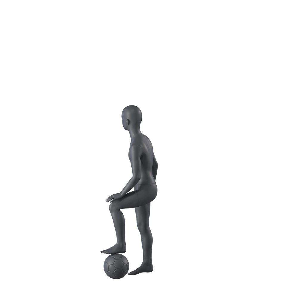 BINK - Maniquí deportivo de fútbol infantil, gris grafito, 8 años, cabeza estilizada, postura 610