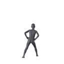 Sport mannequin kind, grafiet grijs, 8 jaar, gestilleerd hoofd, stretchende houding 612
