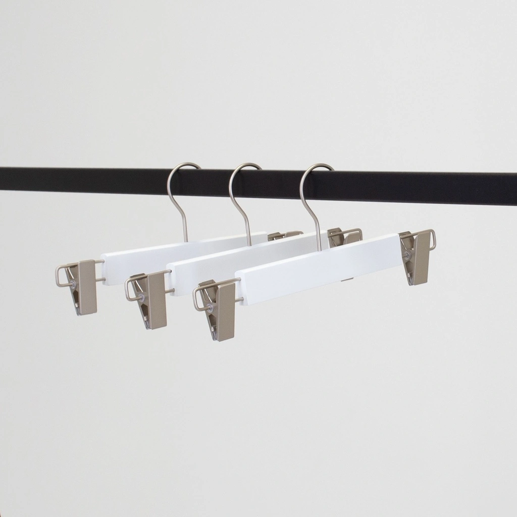 BINK - Percha de ropa, clips, lotus madera, blanco mate - caja de 100 uds.
