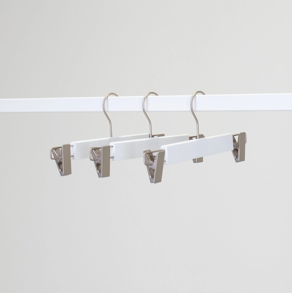 BINK - Percha de ropa, clips, lotus madera, blanco mate - caja de 100 uds.