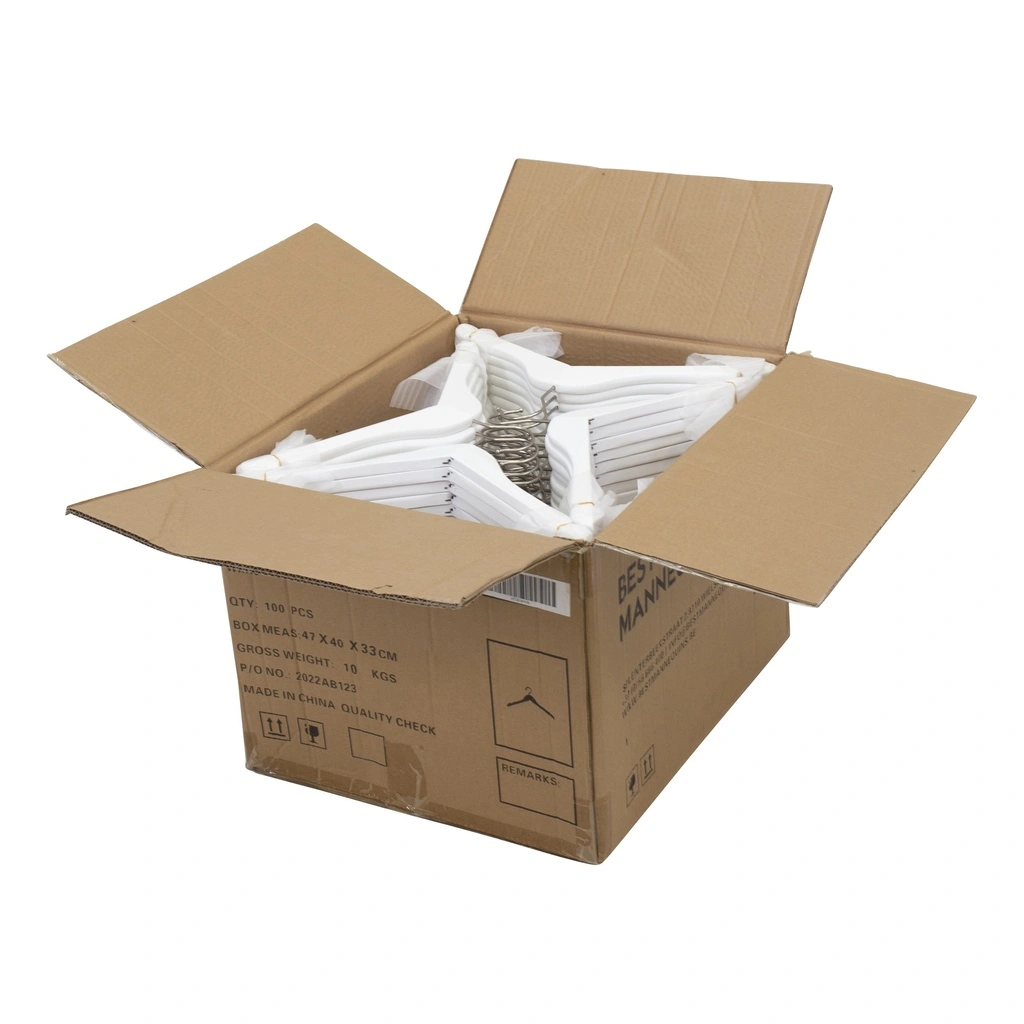 BINK - Cintre blanc, largeur 38 cm, bois de Lotus, crochet en nickel - carton de 100 pcs