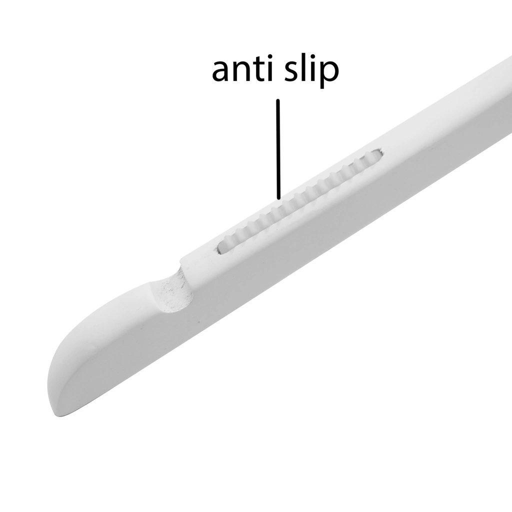 BINK - Percha blanca con antideslizante para adultos, ancho de 44 cm, gancho de níquel - caja de 100 unidades.