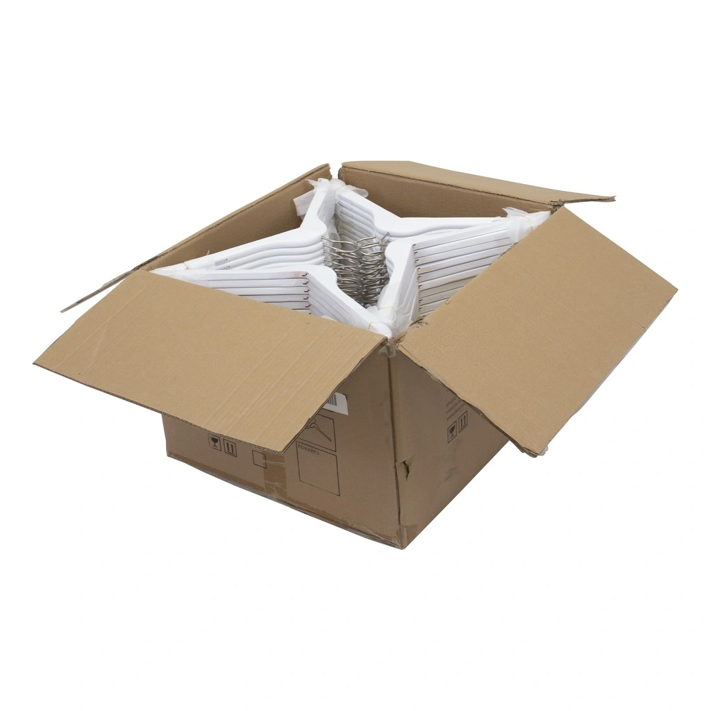 BINK - Percha blanca con antideslizante para adultos, ancho de 44 cm, gancho de níquel - caja de 100 unidades.