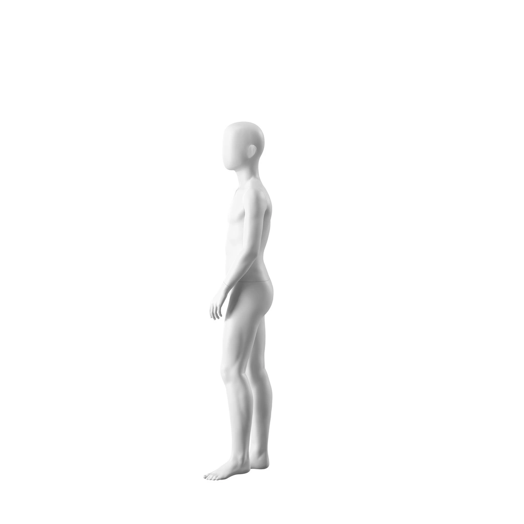 Witte abstracte kinderetalagepop, met abstract hoofd, 12 jaar, wit, pose CM311