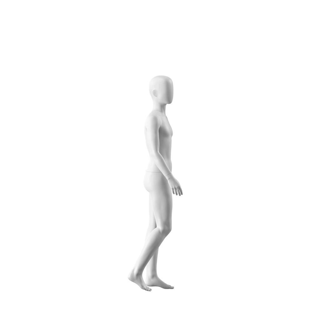 Witte abstracte kinderetalagepop, met abstract hoofd, 12 jaar, wit, pose CM312