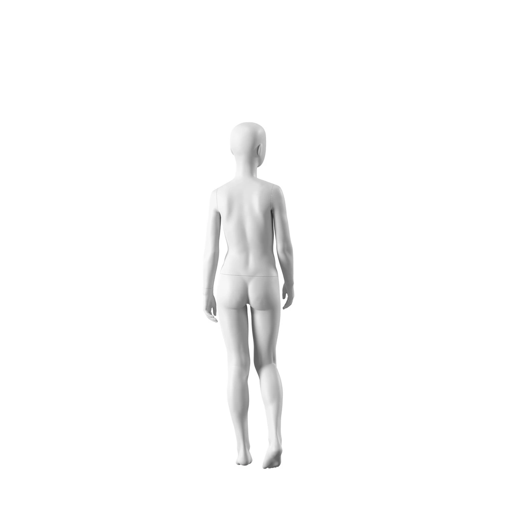 Witte abstracte kinderetalagepop, met abstract hoofd, 12 jaar, wit, pose CM312