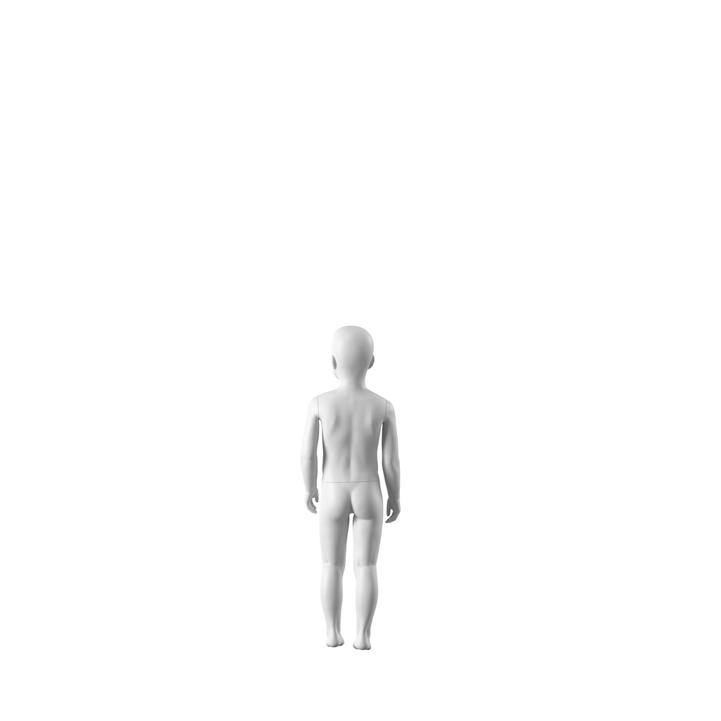 Witte abstracte kinderetalagepop, met abstract hoofd, 4 jaar, wit, pose CM316