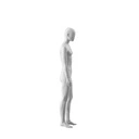 Witte abstracte kinderetalagepop, met abstract hoofd,  meisje van14 jaar, wit, pose CM314