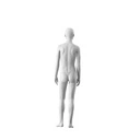 Witte abstracte kinderetalagepop, met abstract hoofd,  meisje van14 jaar, wit, pose CM314