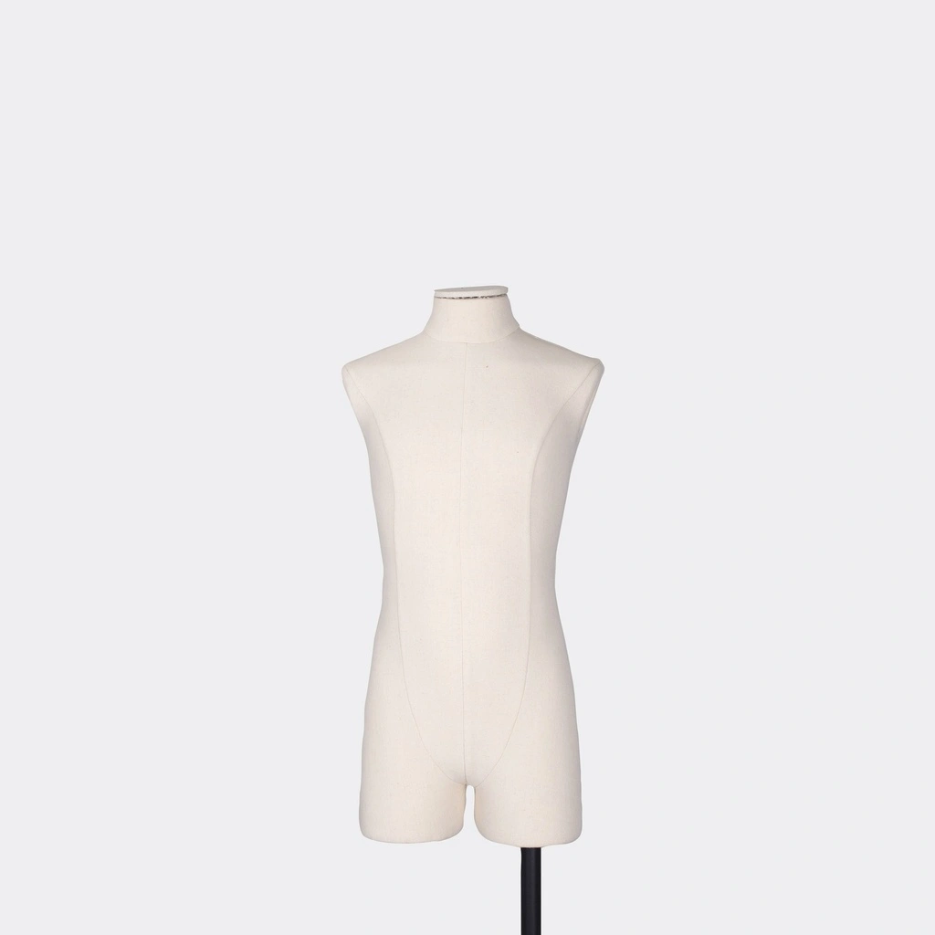 BINK - Dress form with legs, child, 8 years, covered with ecru woven fabric, removable abstract head
