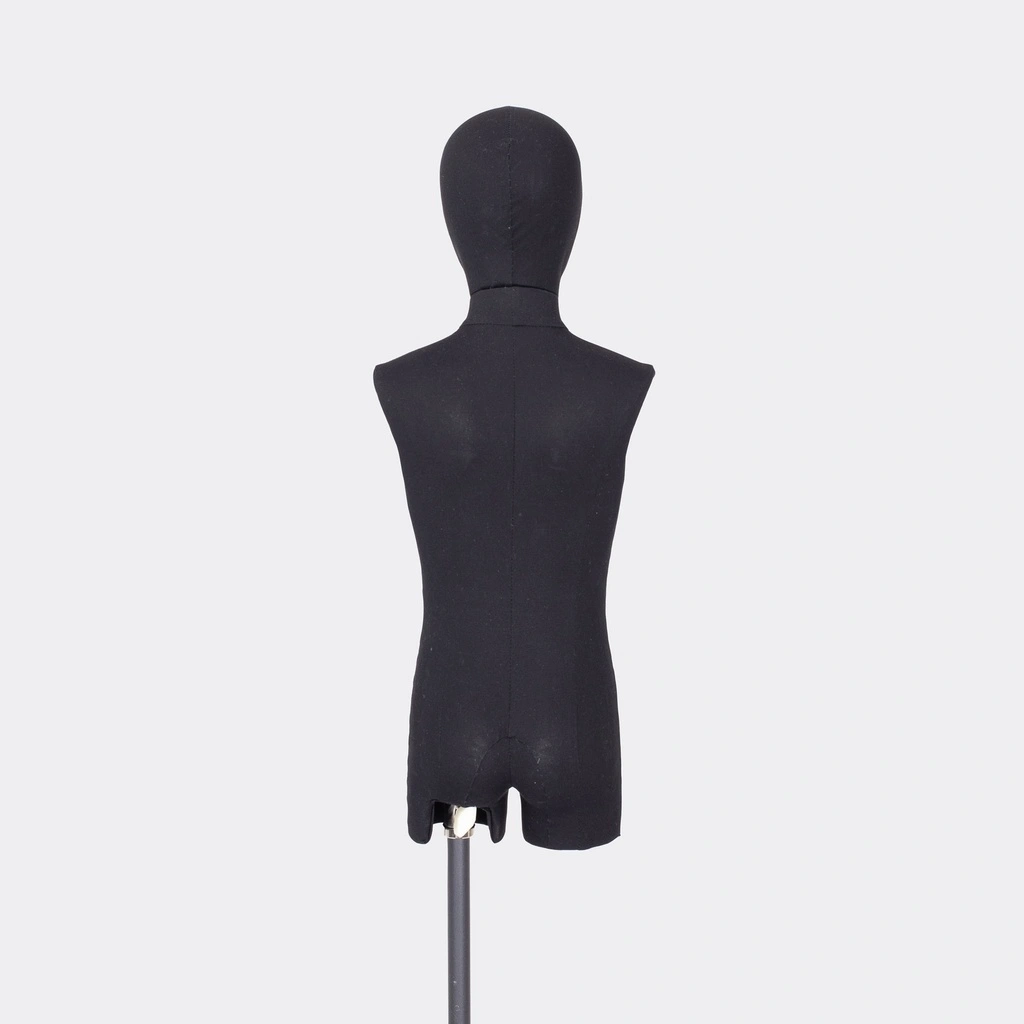 BINK - Dress form with legs, child, 4 years, covered with black woven fabric, removable abstract head