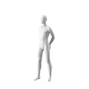 Witte abstracte kinderetalagepop, met abstract hoofd, jongen van 14 jaar, wit, pose CM318
