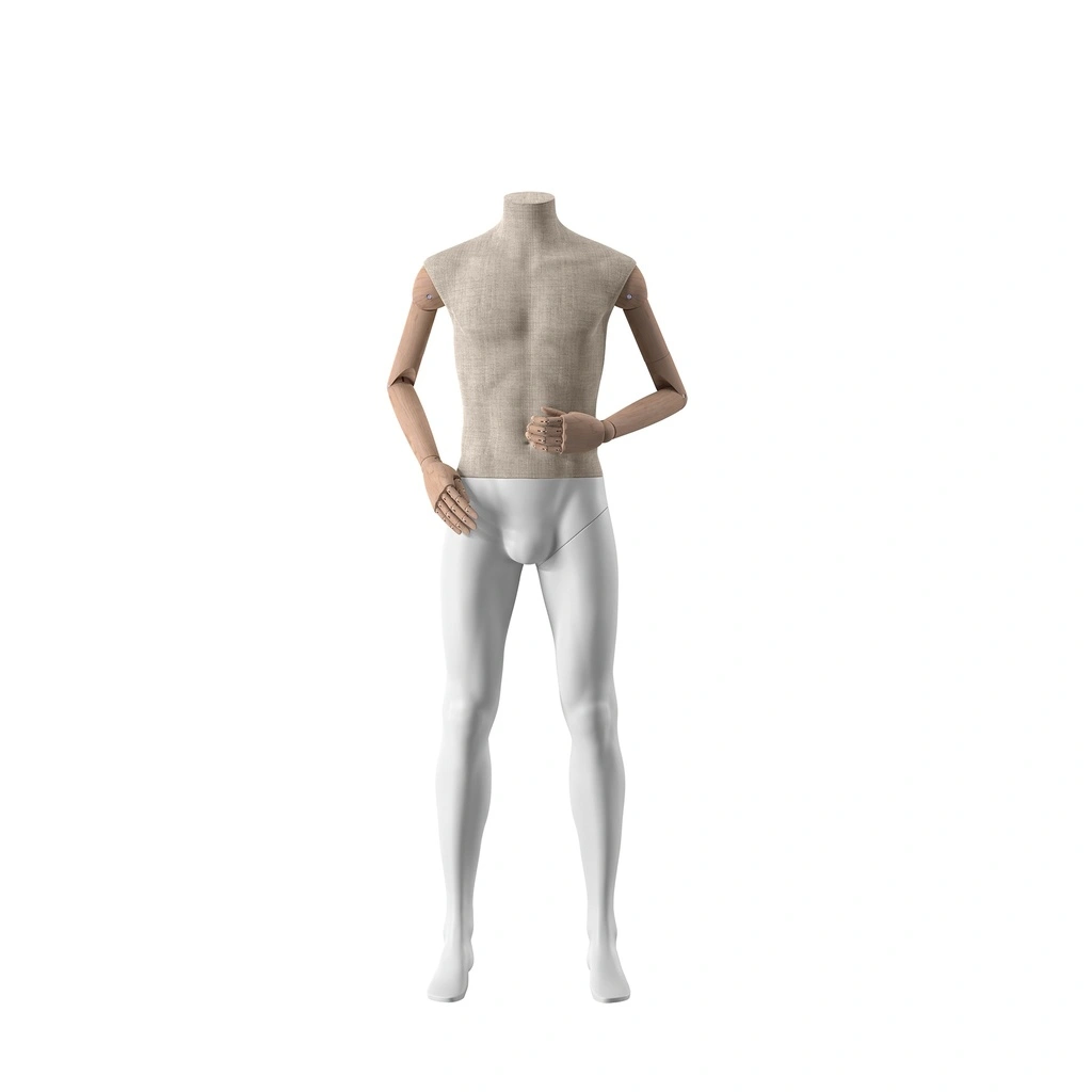 Halsplaatje voor herenetalagepop, beige stof, Maison Marlu