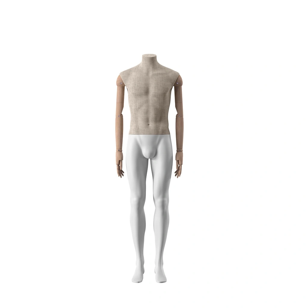 Halsplaatje voor herenetalagepop, beige stof, Maison Marlu