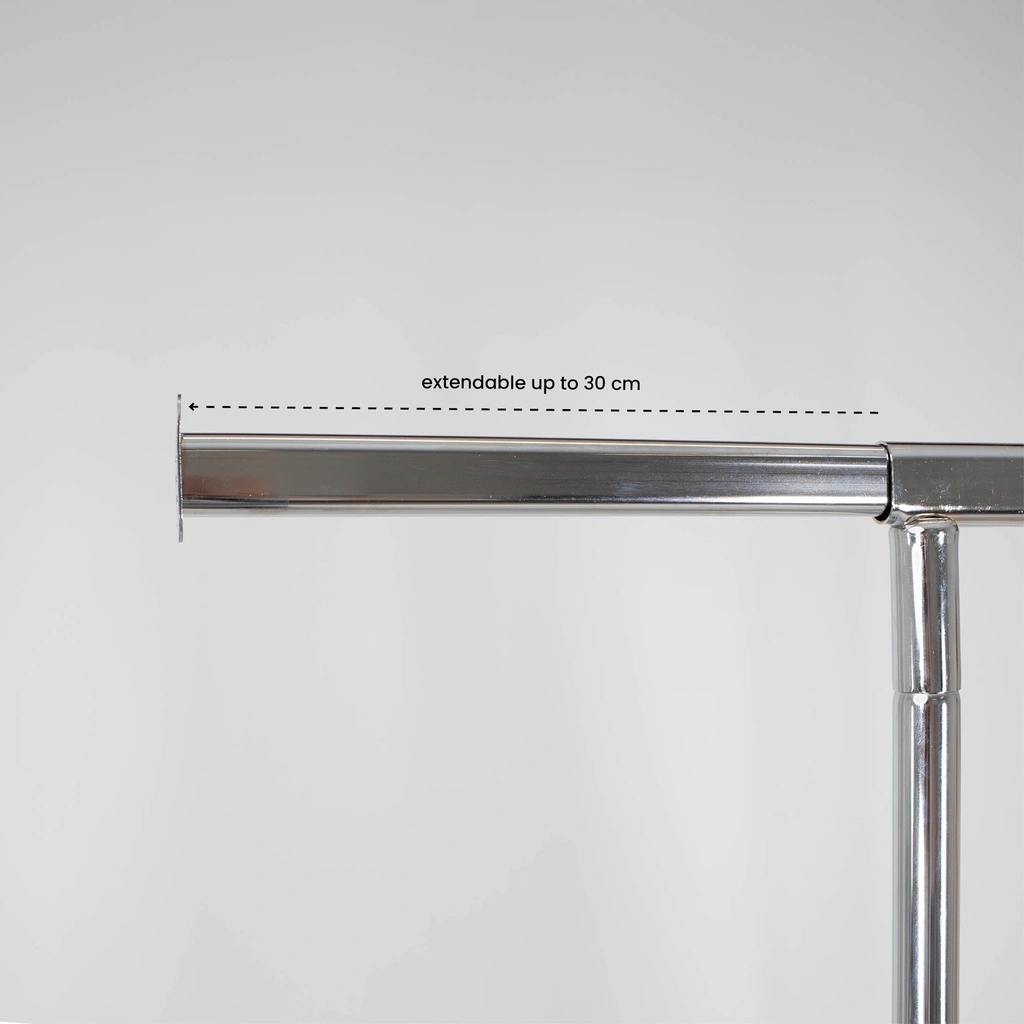 BINK - Kledingrek met wielen en verstelbare tussenbar, 100cm, chroom