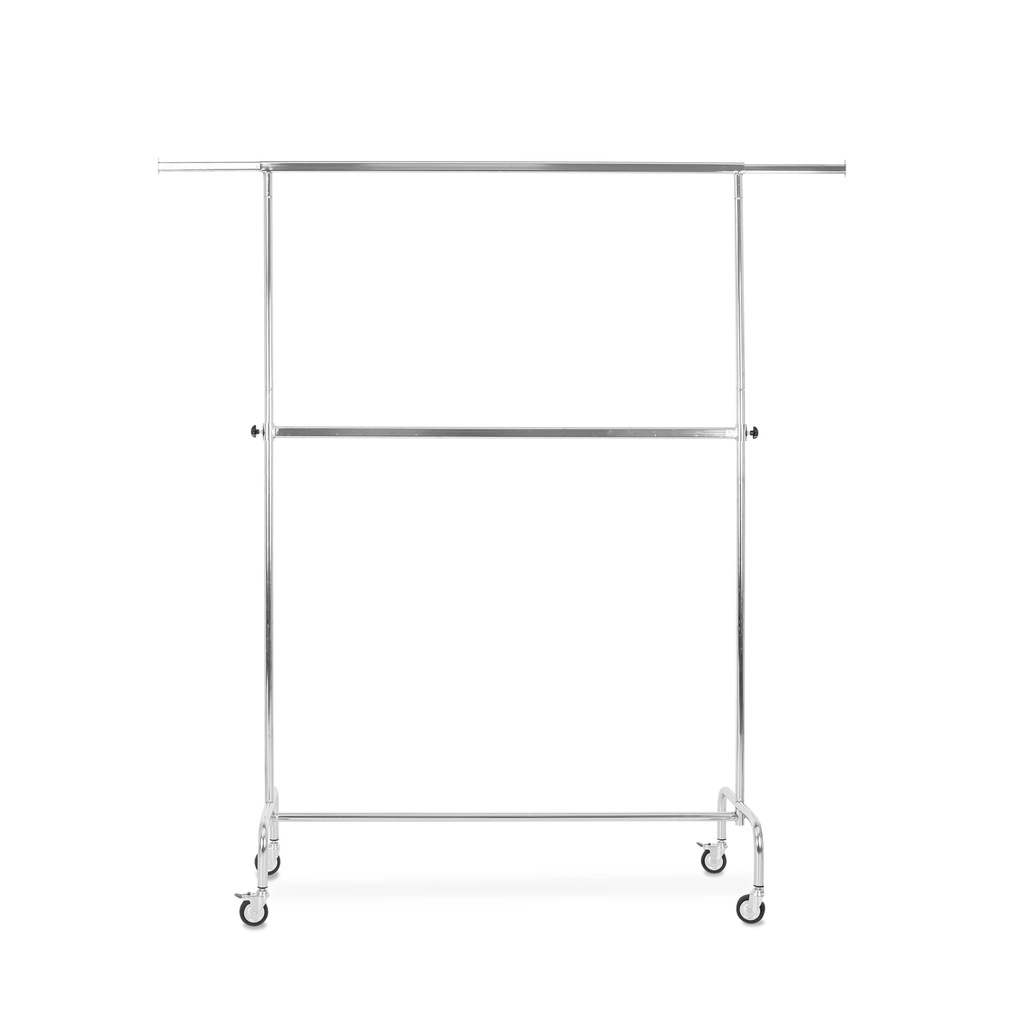 BINK - Rolling garment rack with wheels and adjustable middle bar, 140cm, chrome