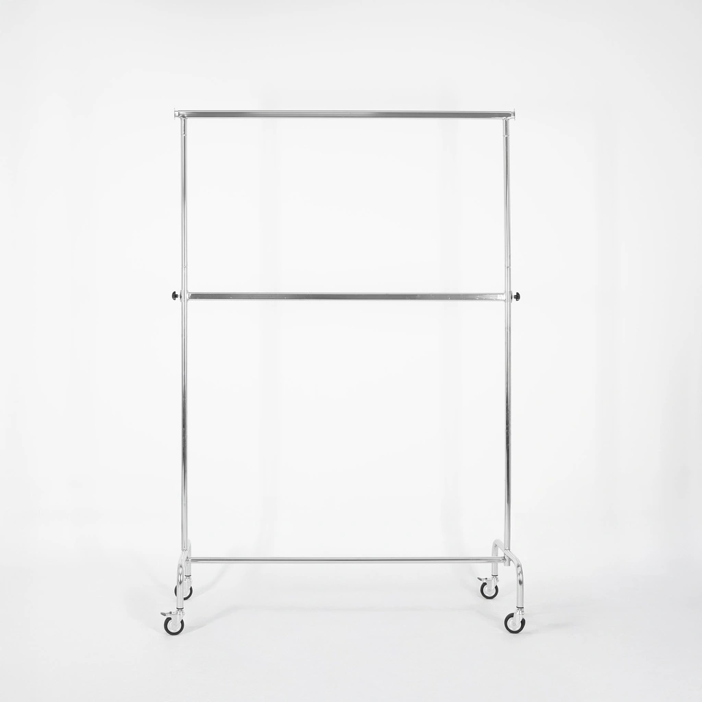 BINK - Rolling garment rack with wheels and adjustable middle bar, 140cm, chrome