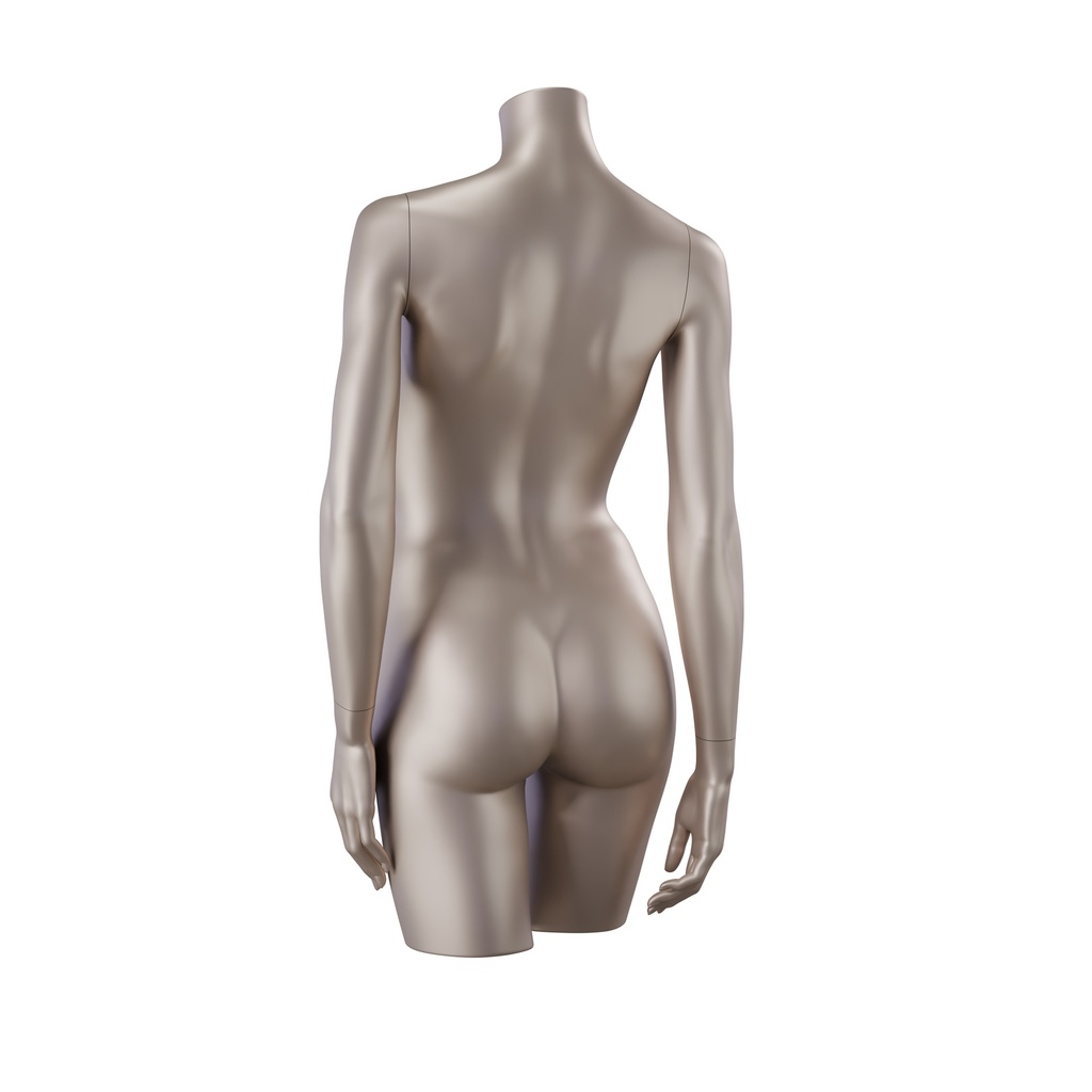 BINK - Torse femme pour lingerie, avec bras, bonnet B, couleur chair métallisée