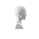 Display met abstract gestilleerd dameshoofd voor accessoires, wit mat