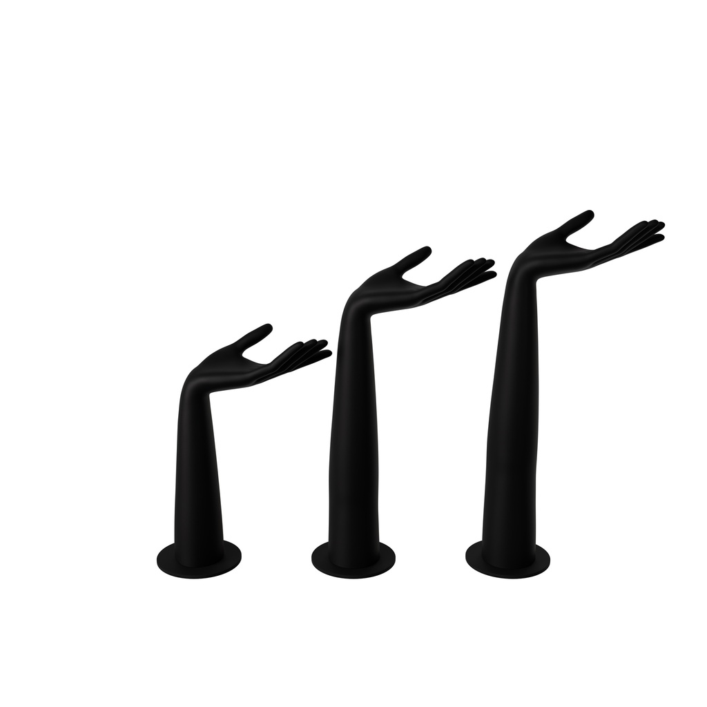 BINK - Set von 3 Displays Damenhänden, schwarz mit schwarzem Sockel 