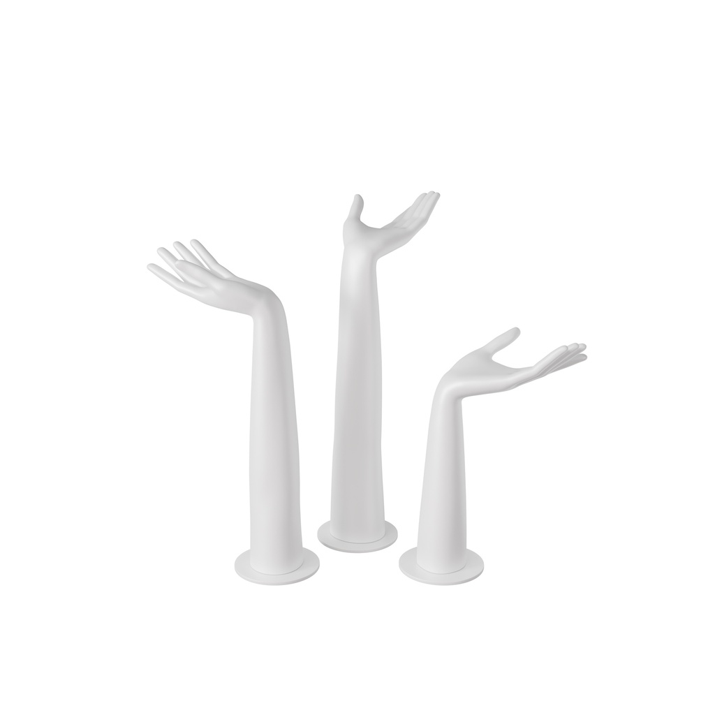 BINK - Set of 3 female display hands, plastic, white with white base 