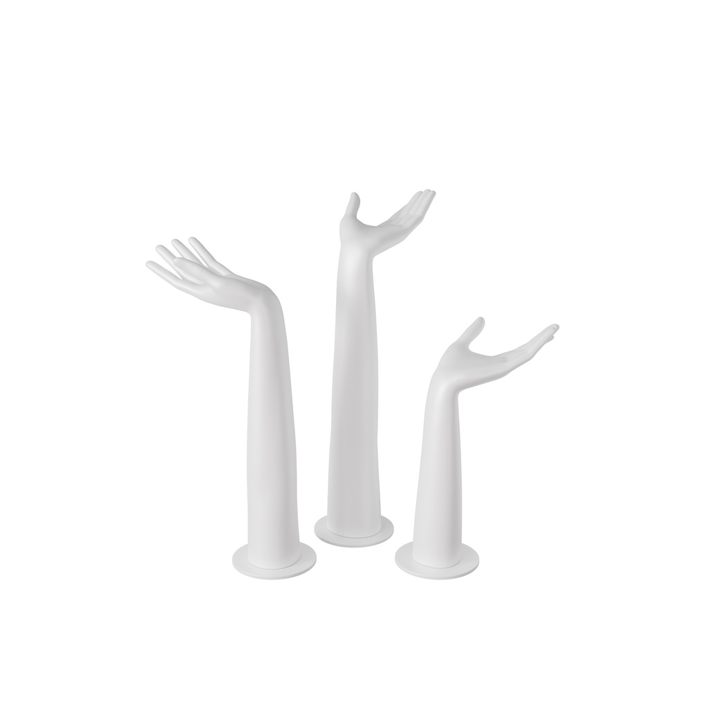 BINK - Set of 3 female display hands, plastic, white with white base 
