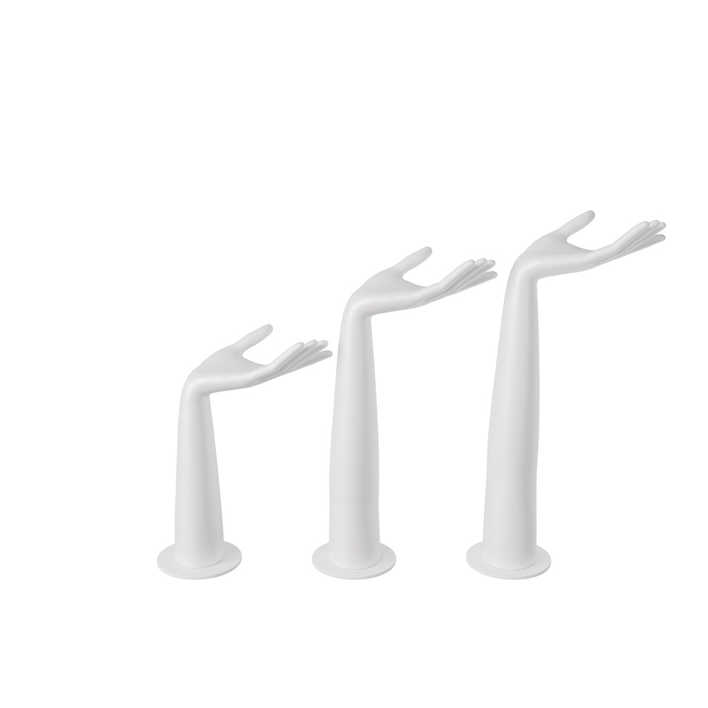 BINK - Set of 3 female display hands, plastic, white with white base 