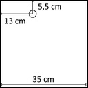 Vierkante voetplaat 35X35 cm, gepoederlakt staal wit, kuitpinconnector exclusief (13x5,5 cm)