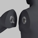 Fitness heren mannequin met prothesebeen, grafiet grijs, gestilleerd hoofd, staande pose 419
