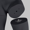 Winnende sport heren mannequin, grafiet grijs, gestilleerd hoofd, zittende pose 341