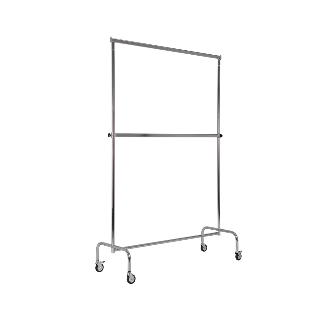 BINK - Rolling garment rack with wheels and adjustable middle bar, 140cm, chrome