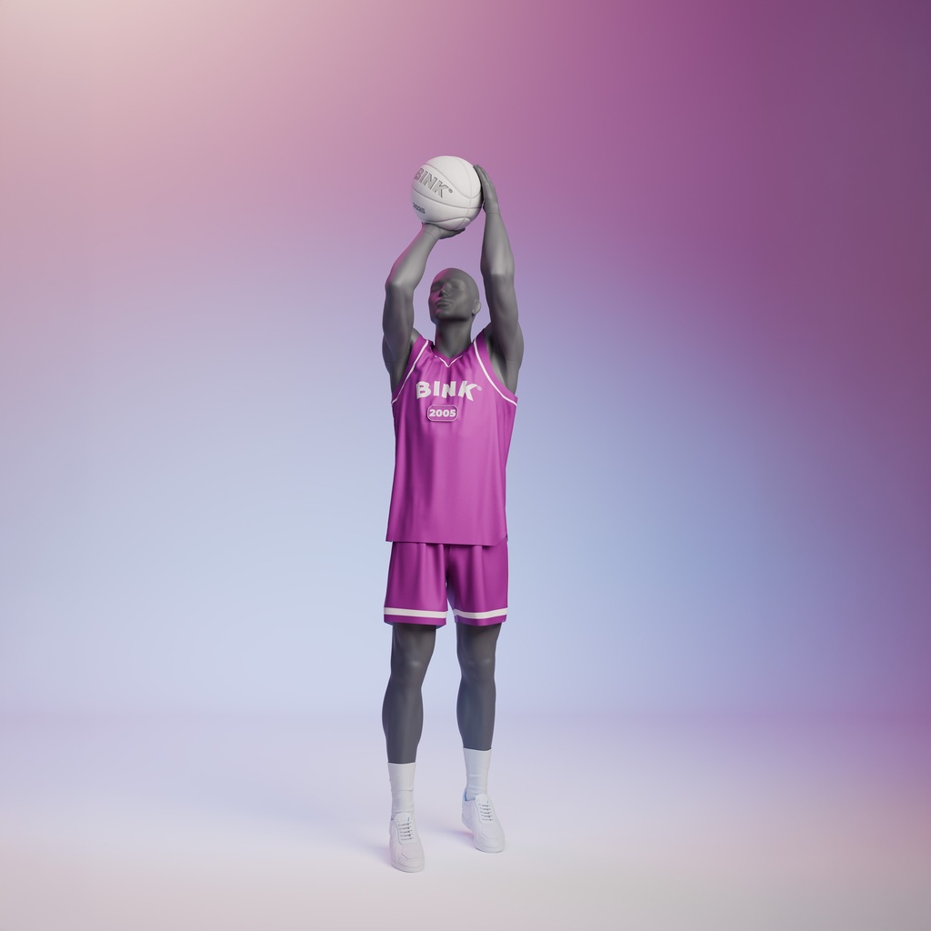 BINK - Basketball sport male mannequin, graphite grey, stylized head, standing pose 398