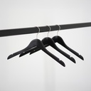 Zwarte kledinghanger, breedte 38 cm, lotus hout, nikkel haak - doos van 100 stuks