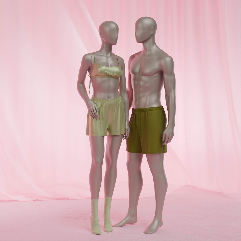 Paspop lingerie heer, metallic huidskleur, staande pose 52