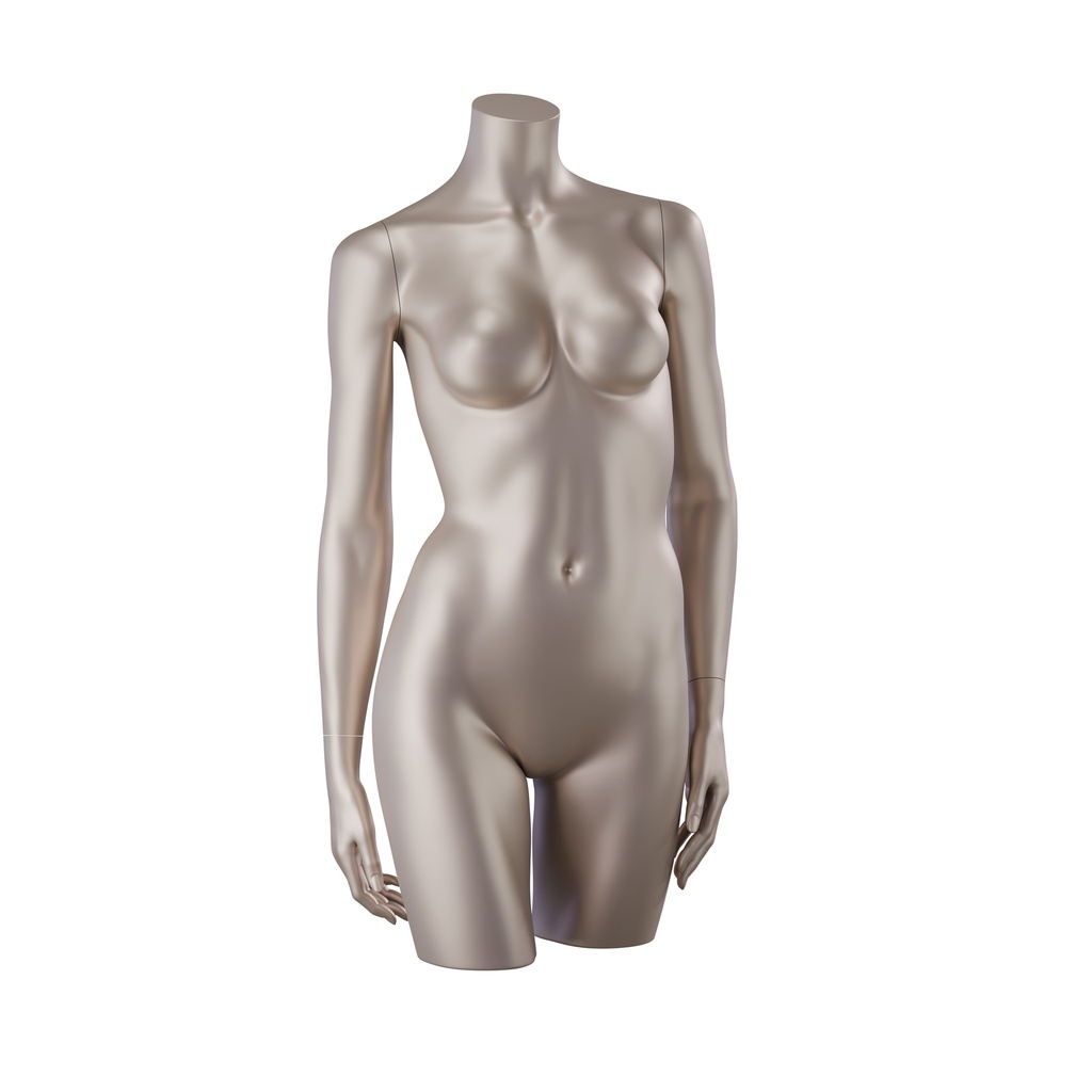 BINK - Torse femme pour lingerie, avec bras, bonnet B, couleur chair métallisée